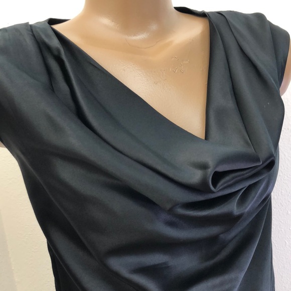 Silky Jewel Neckline Mini Black Dress  XXS - Picture 6 of 8